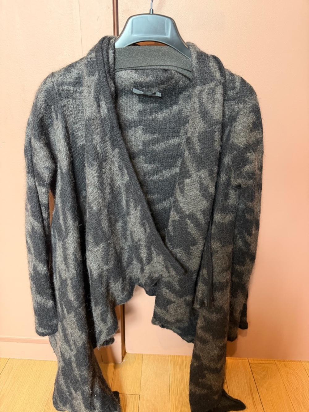 Donna Karan Gray Patterned Open-Front Women's Cardigan